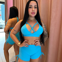 CONJUNTO MUSA SHORT BROCADO ACQUA (empina)