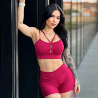 CONJUNTO SHORT JACQUARD CEREJA P (empina)