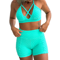 CONJUNTO SHORT BROCADO MENTA MEIA COXA (empina)