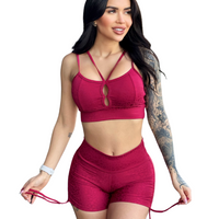 CONJUNTO SHORT JACQUARD CEREJA P (empina)
