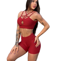 CONJUNTO SHORT BROCADO TOMATE (normal)