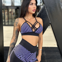 TOP DUPLO X LISTRADO ROXO E PRETO