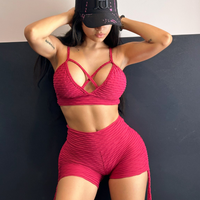 CONJUNTO MUSA SHORT BROCADO CEREJA (empina)