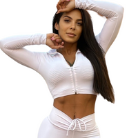 CASACO CURTO ZÍPER BRANCO LISO