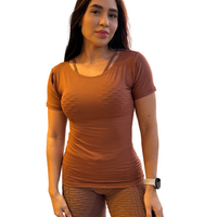 CAMISETA MANGUINHA MARROM