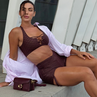 CONJUNTO SHORT BROCADO SHINE MARROM (normal)