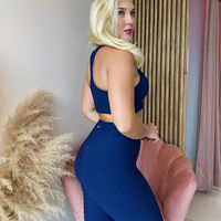 CONJUNTO LEGGING BROCADO AZUL MARINHO (empina)