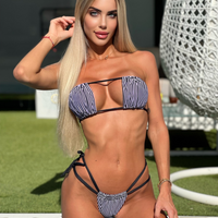 BIQUINI LISTRADO ROXO E PRETO