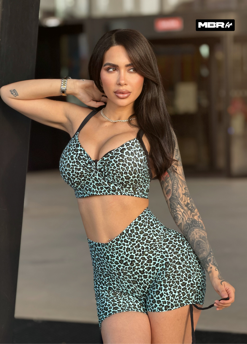 CONJUNTO SHORT ONCINHA VERDE E PRETO