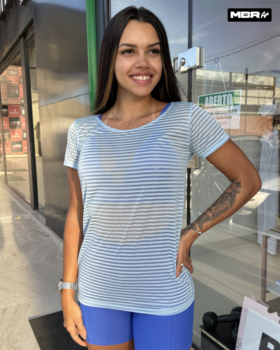 CAMISETA MANGUINHA AZUL BB