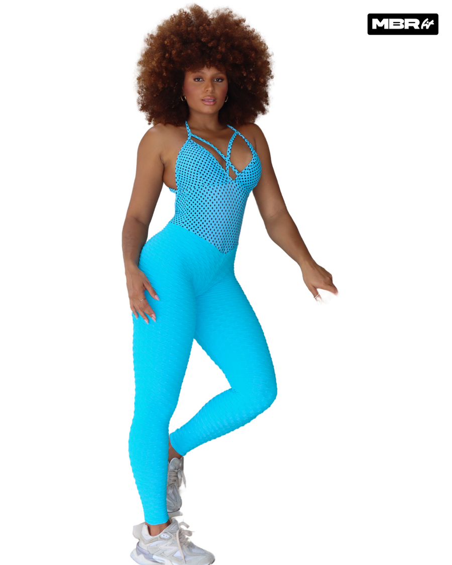 MACACÃO BOLINHAS BROCADO AZUL (empina)