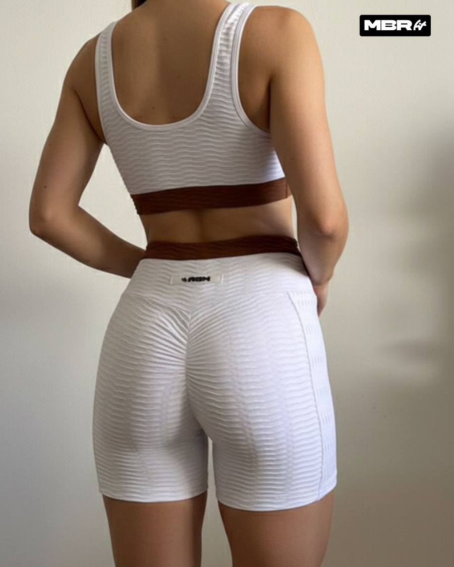 SHORT ACESS BRANCO COM MARROM (empina)