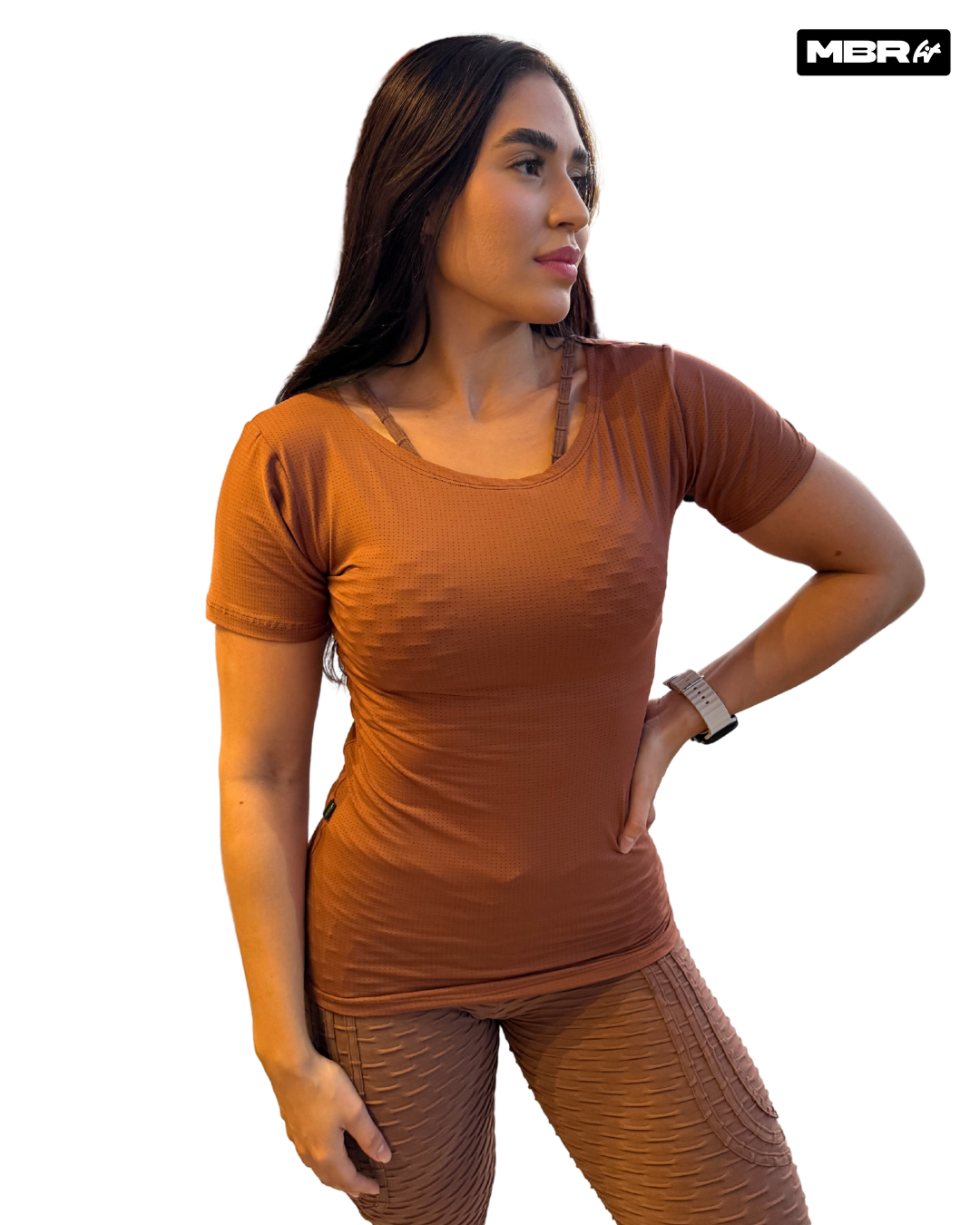 CAMISETA MANGUINHA MARROM