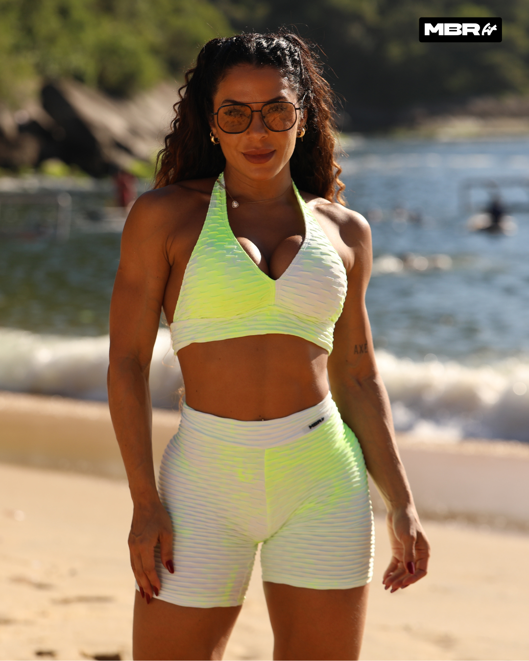 CONJUNTO SHORT GRINGA TIE DYE AMARELO NEÓN (empina)