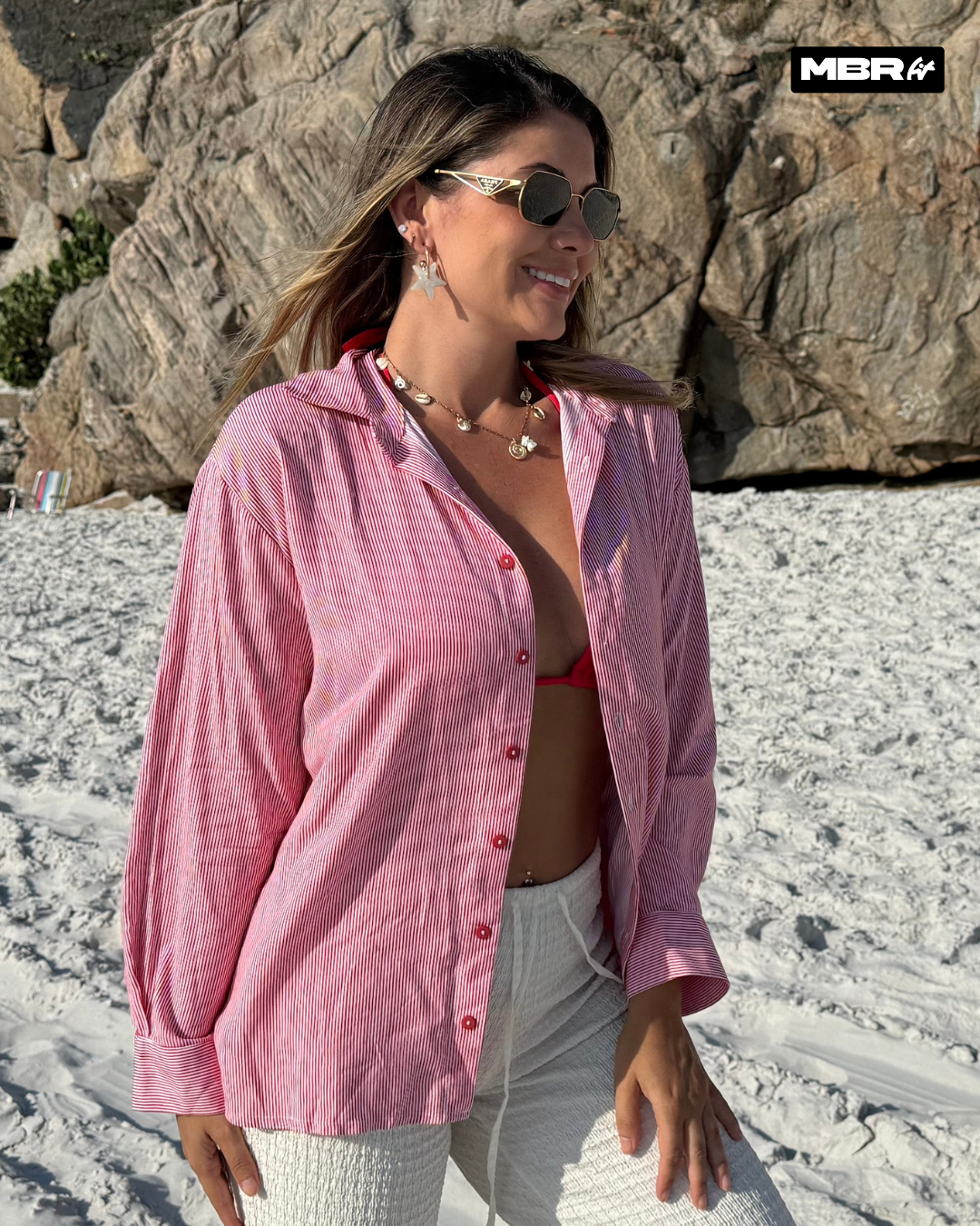CAMISA LISTRADA VERMELHA