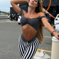 CONJUNTO CIGANINHA LISTRAS BOLINHAS PRETO E BRANCO (empina)
