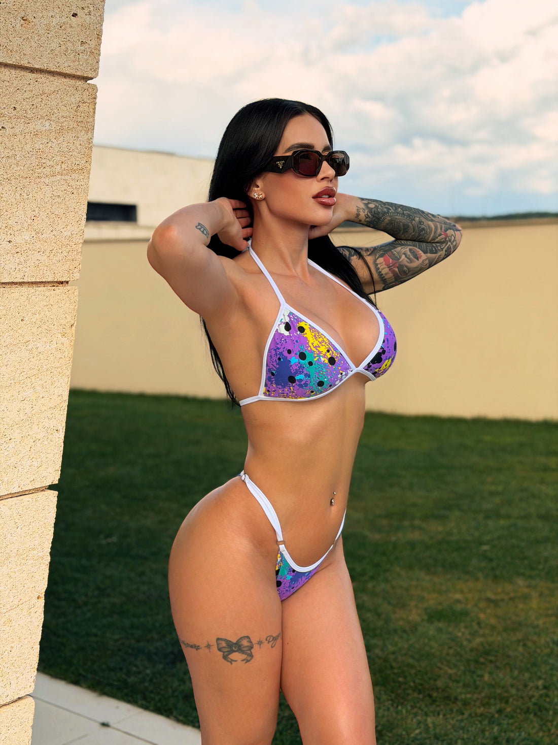 BIQUÍNI EUPHORIA ROXO COM VIÉS BRANCO