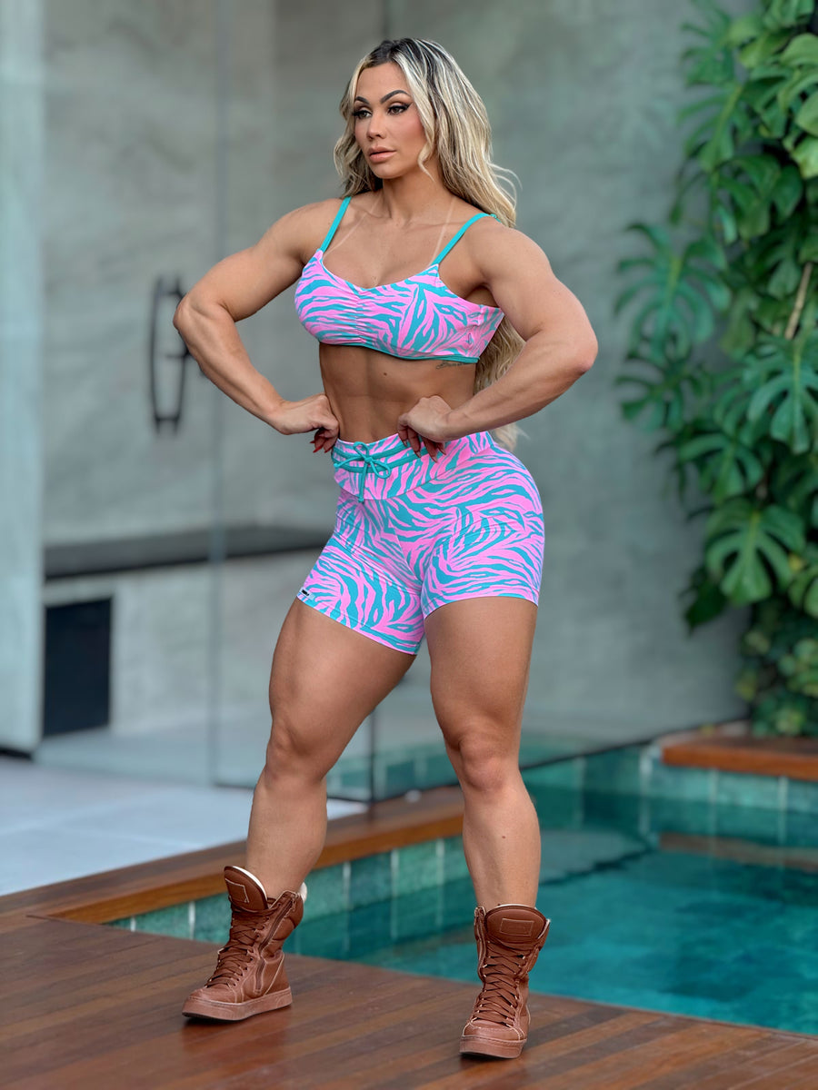 CONJUNTO SHORT TIGRE AZUL E ROSA (empina)