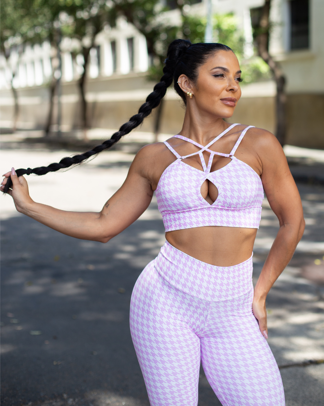 CONJUNTO LEGGING XADREZ ROSA (empina)