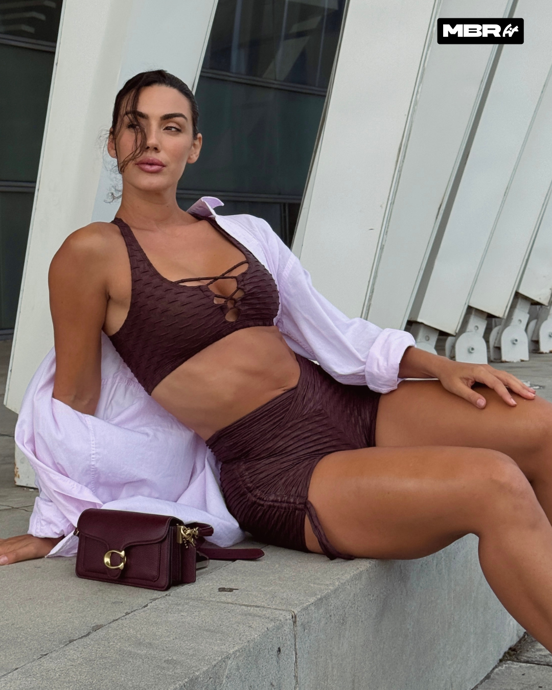 CONJUNTO SHORT BROCADO SHINE MARROM (normal)