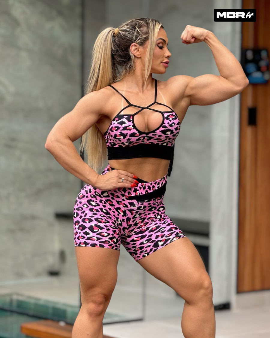 CONJUNTO SHORT ONÇA ROSA (empina)